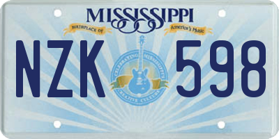 MS license plate NZK598