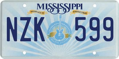 MS license plate NZK599