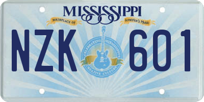 MS license plate NZK601