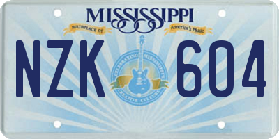MS license plate NZK604
