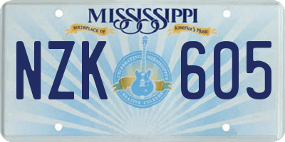 MS license plate NZK605