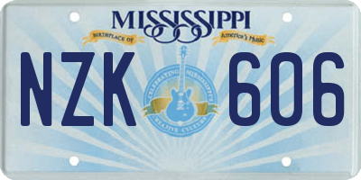 MS license plate NZK606