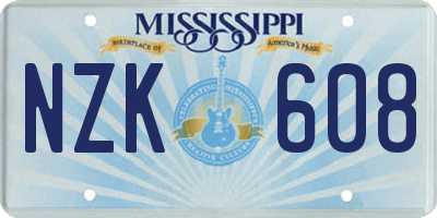 MS license plate NZK608