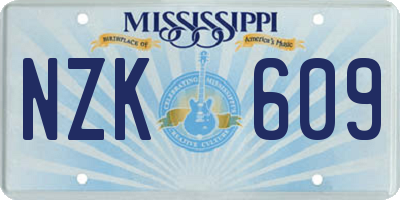MS license plate NZK609