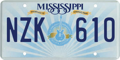 MS license plate NZK610