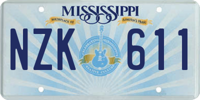 MS license plate NZK611