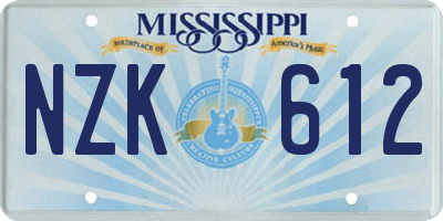 MS license plate NZK612