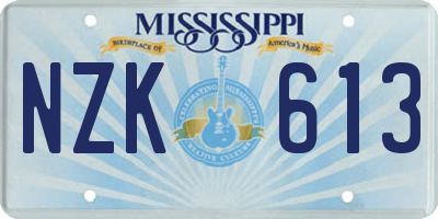 MS license plate NZK613