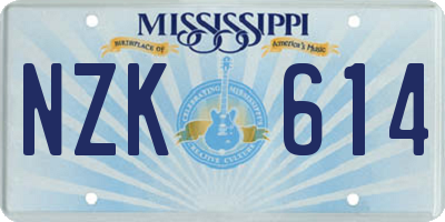 MS license plate NZK614