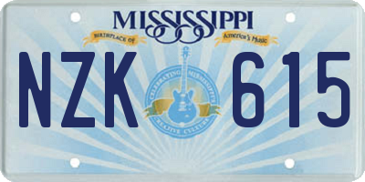 MS license plate NZK615