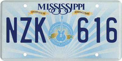 MS license plate NZK616
