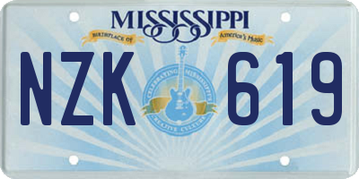 MS license plate NZK619