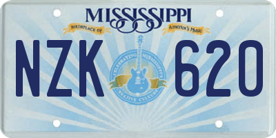MS license plate NZK620