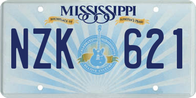 MS license plate NZK621