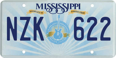 MS license plate NZK622