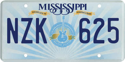 MS license plate NZK625