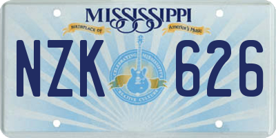 MS license plate NZK626