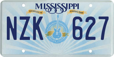 MS license plate NZK627