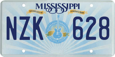 MS license plate NZK628