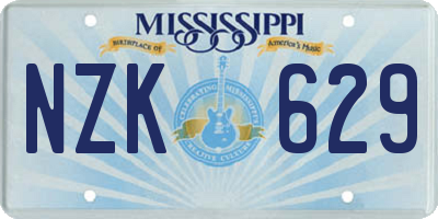 MS license plate NZK629