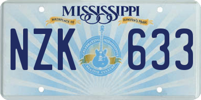 MS license plate NZK633