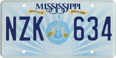 MS license plate NZK634