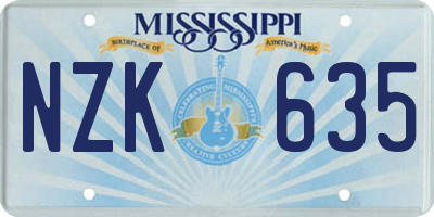 MS license plate NZK635