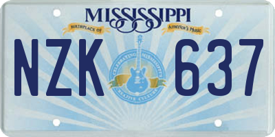MS license plate NZK637