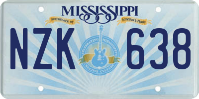 MS license plate NZK638
