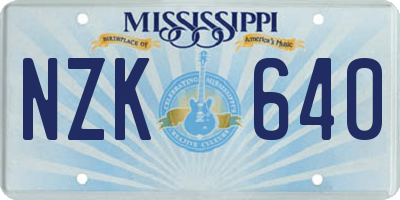 MS license plate NZK640