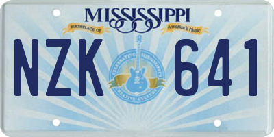 MS license plate NZK641