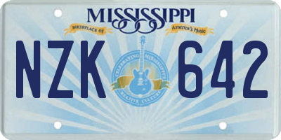 MS license plate NZK642
