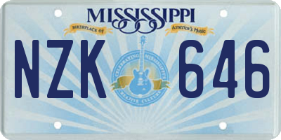 MS license plate NZK646