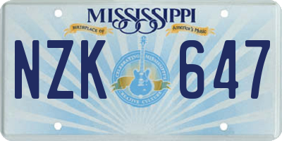 MS license plate NZK647