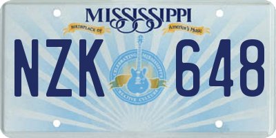 MS license plate NZK648