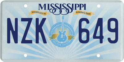 MS license plate NZK649