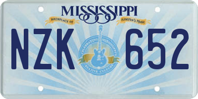 MS license plate NZK652