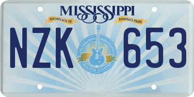 MS license plate NZK653