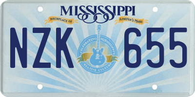 MS license plate NZK655