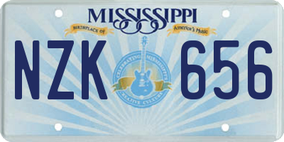 MS license plate NZK656