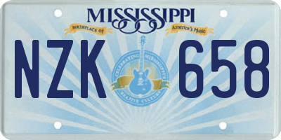 MS license plate NZK658