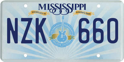 MS license plate NZK660