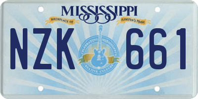 MS license plate NZK661
