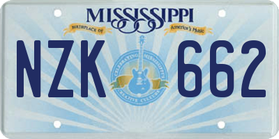 MS license plate NZK662
