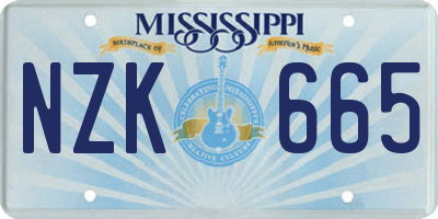 MS license plate NZK665
