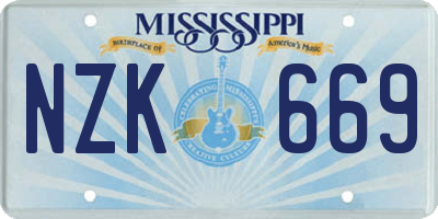 MS license plate NZK669