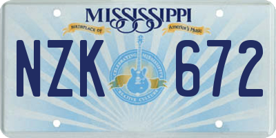 MS license plate NZK672