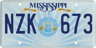 MS license plate NZK673