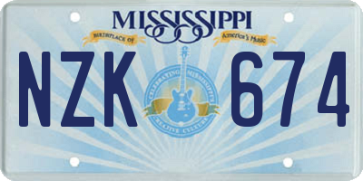 MS license plate NZK674