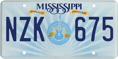 MS license plate NZK675